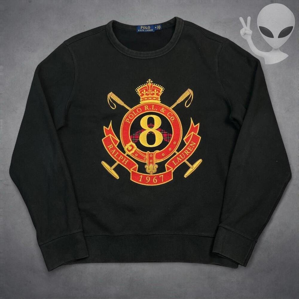 Polo Ralph Lauren Sweatshirt Medium Black embroidered crest Lunar New Year
